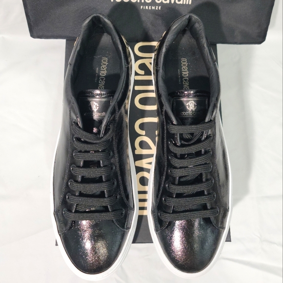 Roberto Cavalli Low-Top High-Shine Leather Sneakers Size 11.5 Men's - Picture 5 of 9
